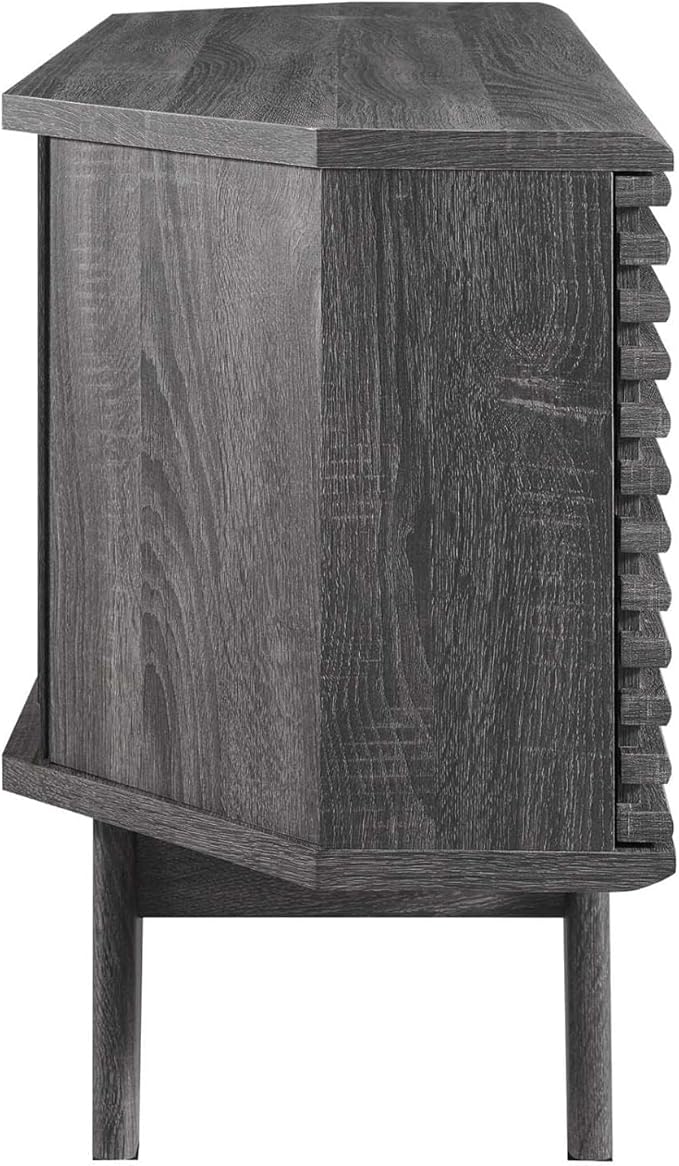 Modway Render Mid-Century Modern Low Profile 46" Corner Media TV Stand in Charcoal