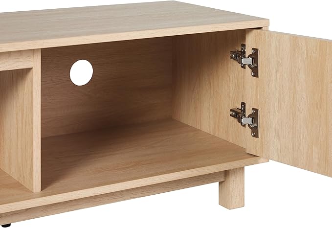 Walker Edison Arundo Fluted TV Stand for TVs up to 80 Inches, 70" TV Stand, Coastal Oak