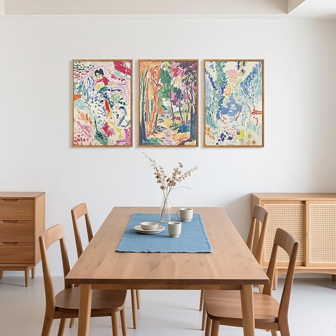 Abstract Matisse Framed Canvas Wall Art Set, Colorful Nature Inspired Wall Decor, Modern Home Art Spiritual Wall Painting, Eclectic Gallery Art Prints for Living Room Bedroom Office 24"x36"x3