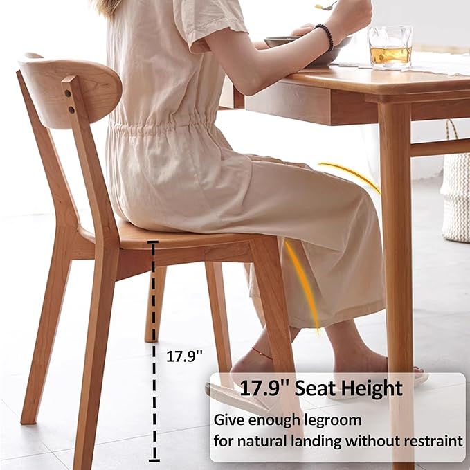 Modern Dining Chairs Set of 6, Solid Oak Wood Dining Chair with Comfortable Backrest, Sturdy Wooden Chairs for Kitchen, Dining Room
