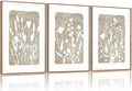 FWIEXA Neutral Botanical Canvas Wall Art Set 3, Minimalist Boho Wildflowr Framed Prints, Beige Floral Paintings, 24x36In Rustic Plant Artwork Poster for Farmhouse, Gift, Living Room, Bedroom, Office