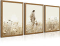 Jesus Leaves the 99 Sheep Wall Art Christian Canvas Poster Jesus and Lamb Wall Decor Religious Pictures Lost Sheep Painting God Christ Painting Artwork for Bedroom Living Room 12x16x3 Inch Wood Framed