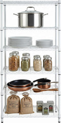 Honey-Can-Do 5-Tier Heavy-Duty Adjustable Shelves, Metal Storage Rack with 200-lb Shelf Capacity, White, 14" W x 36" L x 72" H