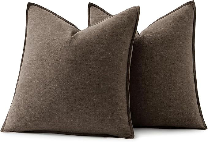 MIULEE Decorative Linen Pillow Covers 20x20 Inch CoffeeBoho Farmhouse Neutral Winter Couch Throw Pillows for Bed Pack of 2 Accent Modern Pillowcase Sofa Livingroom Home Decor
