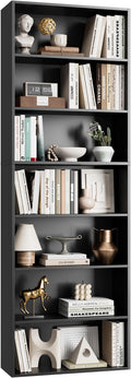 FACBOTALL 82" Tall Bookshelf, 7-Tier Open Shelves Bookcase, Freestanding Display Storage Shelves, Tall Bookcase Home Decor Furniture for Home Office, Living Room, Bedroom, Black