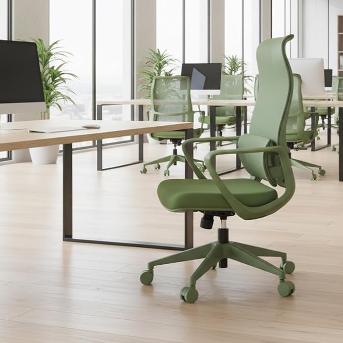 High Back Ergonomic Colorful Office Chair, Breathable Nylon Mesh Desk Chair with Adjustable Lumbar Support, 300LBS Swivel Rolling Computer Chair for Home Office Work, Green (Americana, Green)