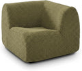 Curved Single Sofa Corner Chair, 38" Boneless Sherpa Couch, Comfy Teddy sofas for Small Spaces, Modern Sectional Modular Couches for Living Room, Bedroom, Apartment, Dorm, Office– No Assembly, Green