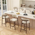 Bar Stools Set of 6, 25.6″ Counter Height Bar Stools with Wood Legs, Upholstered Modern Kitchen Barstools for Kitchen Island Dining Room Bar, Beige