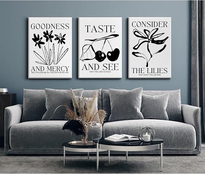 Christian Wall Art Bible Verse Canvas Poster Trendy Wall Decor Religious Pictures Modern Painting Scripture Poster Catholic Prints Cherry Artwork for Bedroom Living Room 12x16x3 Inch Ready to Hang