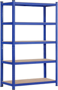 Topeakmart 5-Tier Utility Shelves, Metal Storage Shelves Unit Adjustable Garage Storage Shelves Racks Heavy Duty Shed Shelving- Blue, 35.5 x 16 x 71 Inch
