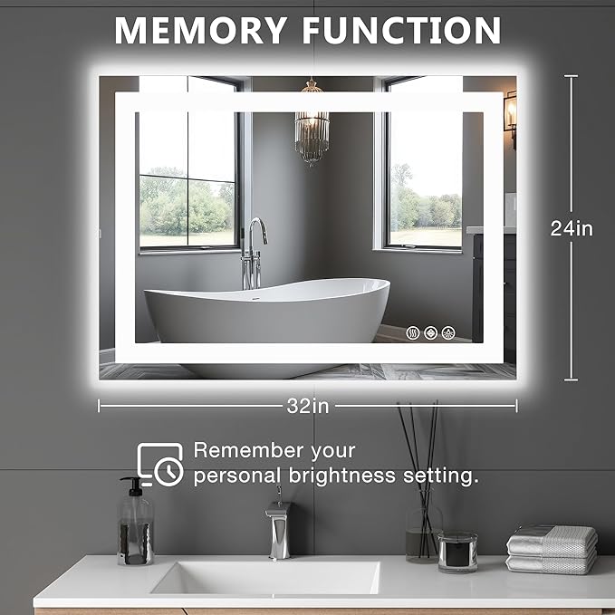 NEWBULIG Bathroom Mirror, Wall Mirror with Aluminum Alloy Thin Frame, Bathroom Mirrors for Over Sink, Bedroom, Living Room, Entryway