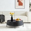Modern 31.5” Round Coffee Table, Small Center Table with Large Built in Storage, MDF Wood Side Table, Dinning Table for Living Room, Apartment, Small Space.(Black)