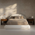 RECCI AirFrame Half-Moon Upholstered Full Platform Bed Frame, Velvet Curved Arched Base with Headboard, 5 Inch Fully Round Cushioned Foam, No Box Spring Needed, Easy Assembly | Round Shaped, Boucle, Low-profile, Soft