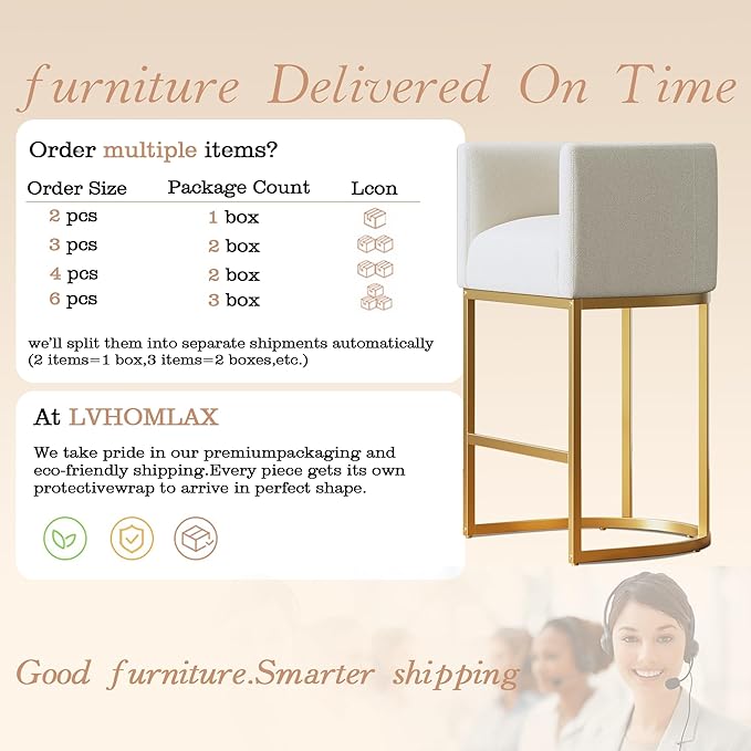 26" Modern Counter Height Bar Stools,Fabric Upholstered Barrel Barstools with Backs,Island Chairs bar stools Set of 1,Metal Gold Frames,Off White Linen