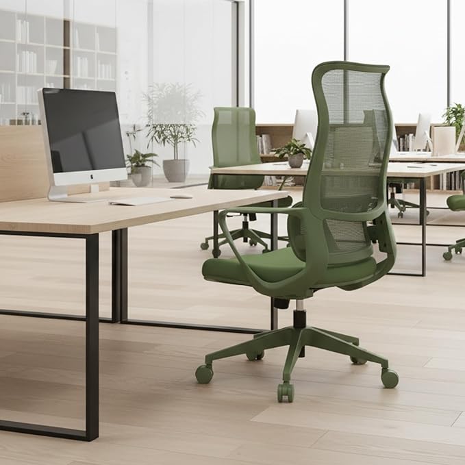 High Back Ergonomic Colorful Office Chair, Breathable Nylon Mesh Desk Chair with Adjustable Lumbar Support, 300LBS Swivel Rolling Computer Chair for Home Office Work, Green (Americana, Green)