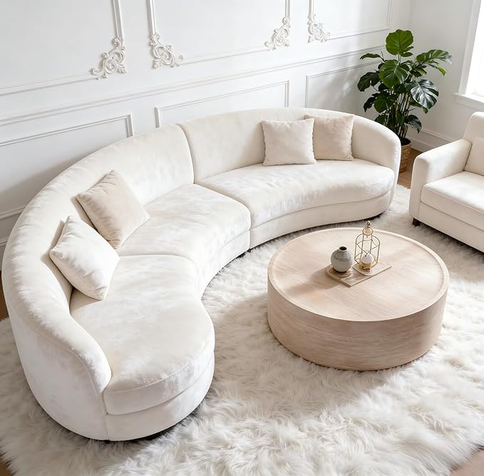 Round Coffee Table in Faux Marble, 39.37" W × 12" H Stone Coffee Tables for Living Room, Modern Drum Center MDF Vintage Design Low, Office, Apartment No Assembly Required Beige Mars