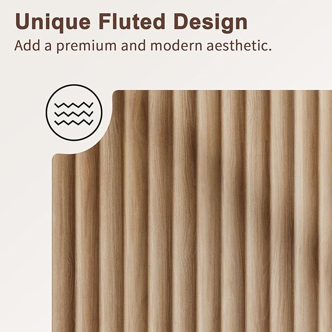 Memobarco Fluted Buffet Cabinet with Storage Accent Sideboard,Modern Credenza with 4 Doors & Adjustable Shelves,Wood Coffee Bar Table Console for Dining Room Kitchen Living Room Entryway,Natural Oak