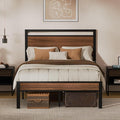 Z-hom Easy Assembly Sturdy Metal Platform Bed, Full Size Bed Frame with Headboard & Footboard, Anti-Slip & Silent Support, No Box Spring Needed with Underbed Storage, Modern Bedroom Furniture, Walnut
