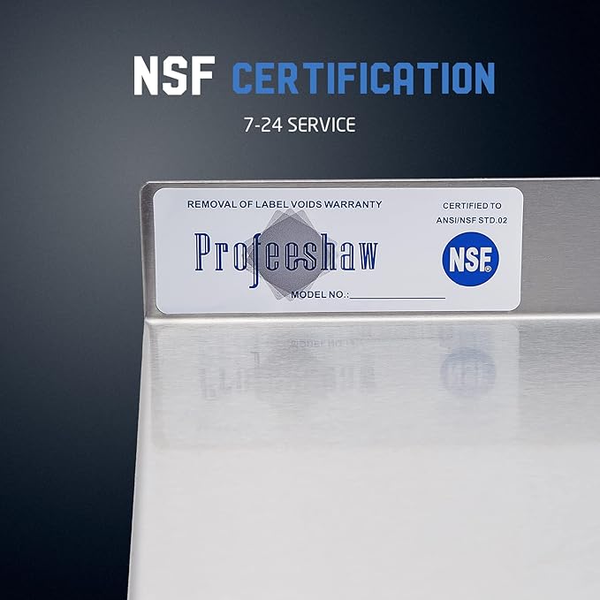 Profeeshaw NSF Stainless Steel Shelf 18” x 36”, 350 lb Commercial Shelves Wall Mounted Metal Shelving with Backsplash and 2 Brackets for Restaurant, Bar, Utility Room, Kitchen and Garage