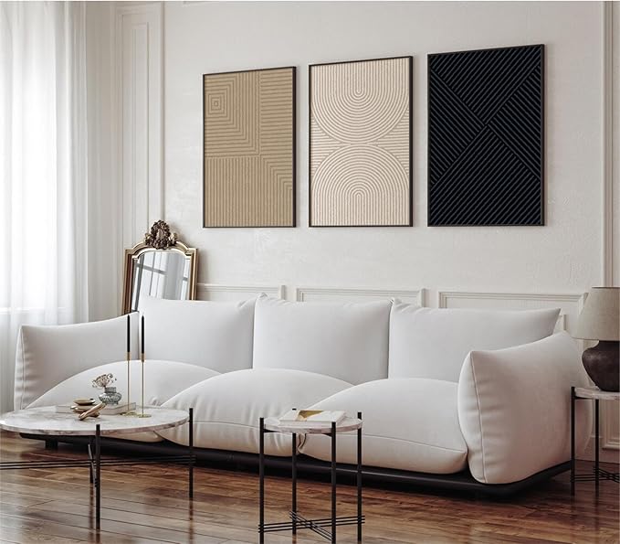 Abstract Modern Wall Decor Art Set of 3 Boho Neutral Canvas Wall Art Beige Minimalist Line Wall Art Decor Brown Black Art Modern Abstract Prints Pictures for Living Room Bedroom 12x16 Inch Unframed
