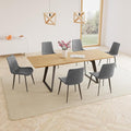 ZckyCine 63"-79" Expandable Dining Table Set for 6, Modern Oak Wood Table & 6 Grey Chairs – Extendable Dining Set for Kitchen & Dining Room