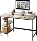 MINOSYS 47-inch Computer Desk with Storage Shelf - Gray Ideal Gaming Desk for Bedrooms, Small Spaces, and Home Offices Modern Writing Desk for PCs.