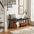 VICTORY RELAX Solid Wood Bench - Minimalist Design, Acacia Wood Construction, Black Mix Brown Color, Versatile for Entryway, Living Room, Bedroom & Outdoors, Easy Assembly & Weather-Resistant