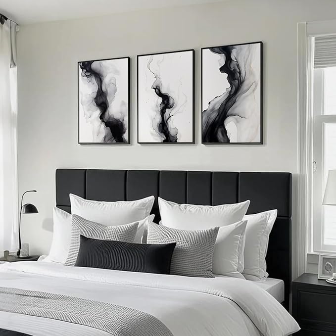 Black White Abstract Wall Art Decor Set of 3 Modern Wall Art Minimalist Canvas Wall Decor Black White Abstract Prints Modern Pictures Minimalist Artwork for Living Room Bedroom 16x24 Inch Unframed