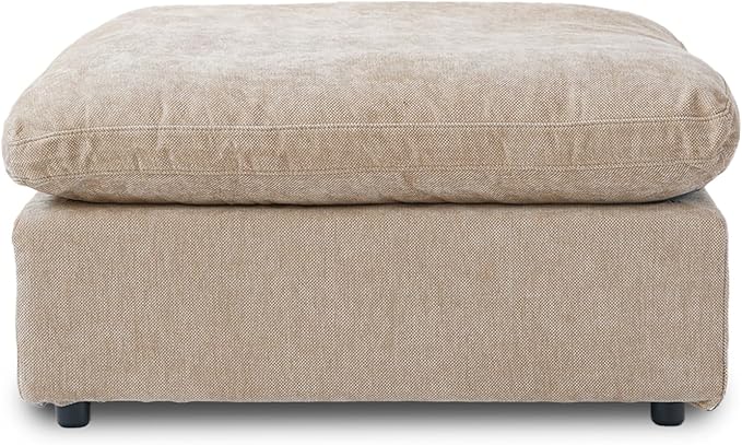 Cloud Modular Sectional Sofa, Linen Blend Fabric Ottoman Module Couches for Living Room, Cushion Covers Washable&Removable, Khaki