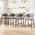 MALOL Bar Stools Set of 4, Counter Height bar stools, Kitchen Bar Stools with Backs, Modern Upholstered, Modern Bar Stools with Metal Legs for Kitchen Island, Counter, Light Grey