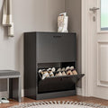 Shoe Cabinet with 2 Flip Drawers, Narrow Freestanding Shoe Organizer for Entryway, Hallway, Living Room, Black