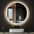 NEWBULIG 36 Inch Round LED Bathroom Wall Mirror with Lights, Light up Vanity Bathroom Mirror for Over Sink, Anti-Fog and Dimmable, Front Light and Backlit, Memory Function, Shatter-Proof, White