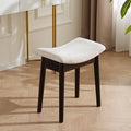 Square Linen Makeup Stool Small Ottoman Stool Chair for Vanity, Modern Padded Seat Foot Rest for Makeup Room, Bathroom (Classic-White)
