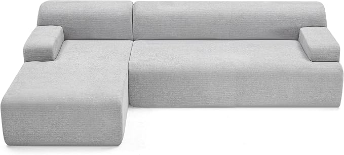 Weture 107" Modular Sectional Cloud Couch, Boneless couches Sponge sectionals for Living Room, High Density Sponges Sofa, Modular L-Shape with Chaise, Lightgrey