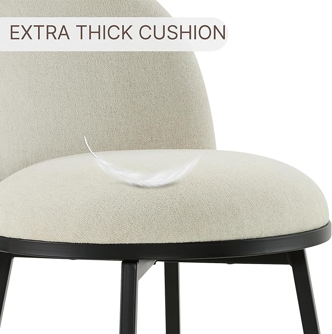 26" Counter Height Swivel Bar Stools Set of 4, Upholstered Linen Fabric Barstools with Backs and Metal Legs for Kitchen Island,Linen