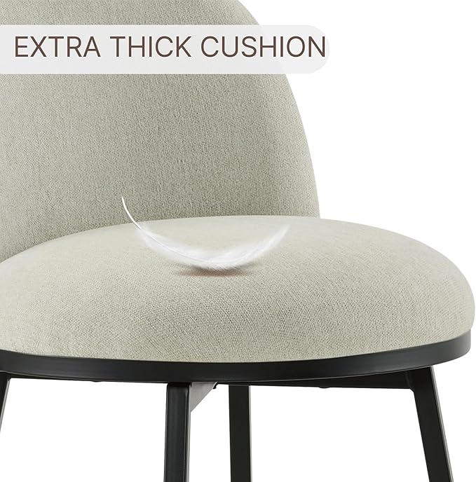 26" Counter Height Swivel Bar Stools Set of 3, Upholstered Linen Fabric Barstools with Backs and Metal Legs for Kitchen Island,Grey