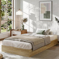 Garvee Twin XL Solid Wood Platform Bed Frame – Floor-Standing, No Box Spring Needed, Modern Minimalist Design, Sturdy Wooden Slats, Easy Assembly, Space Saving Bed Frame, Golden Tan Wood
