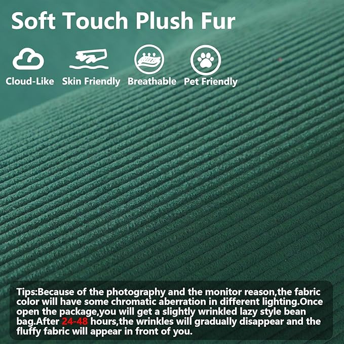WHGBJA 79" Convertible Sleeper Sofa Bed with Cylindrical Pillow, Corduroy Folding Mattress Couch with Fixed-Shape Frame, Floor Sofa Lounge Couch for Living Room Bedroom Lounge Studio (Green)