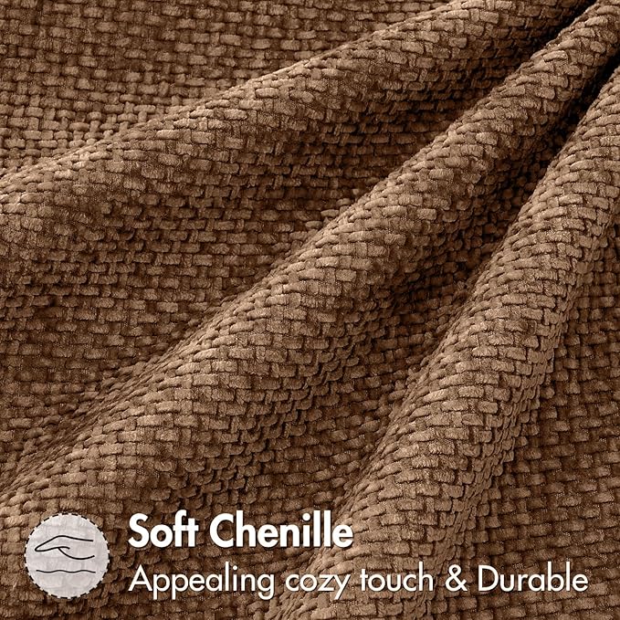 MIULEE Pack of 2 Couch Throw Pillow Covers 18x18 Inch Neutral Golden Brown Boho Accent Decorative Pillow Covers Soft Chenille Farmhouse Cushion Covers for Home Decor Bed Sofa Living Room