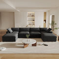 Cloud Couch Modular Sectional Sofa with 2 Storage Ottomans,160.6" U Shaped Sofa Couch,6 Seater Minimalist Wide Deep Seat Convertible Couches, Covers Washable&Replaceable,Black