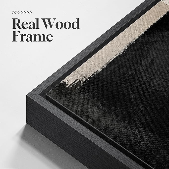 Framed Neutral Abstract Floral Wall Art, 2 Piece Black and Beige Minimalist Canvas Prints Paintings Artwork for Walls, Modern Elegant Pictures for Living Room Dining Room Bedroom Wall Decor 20x30 In