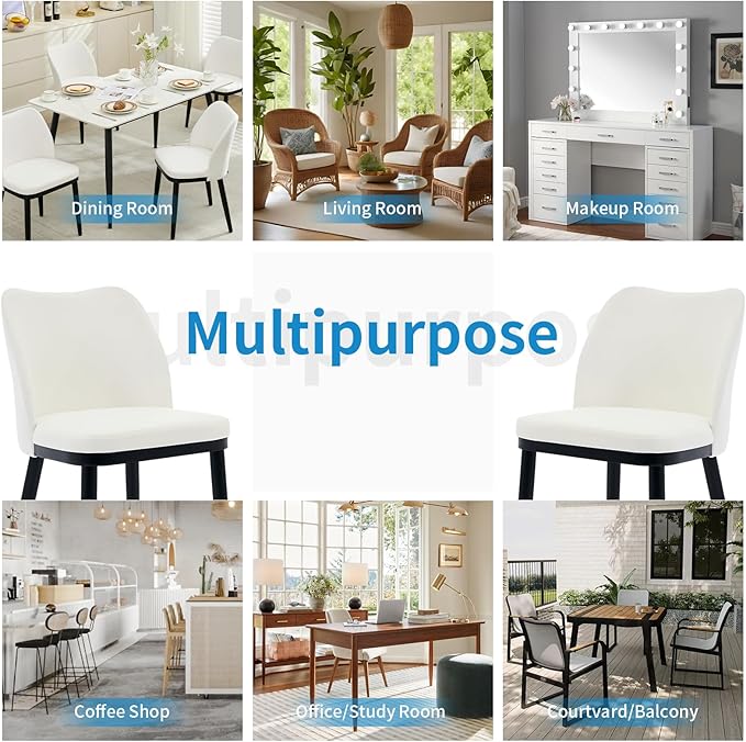 GarveeHome Wooden Dining Chairs Set of 4, Upholstered Kitchen Dining Room Chairs with Padded Seat and Wood Legs, Modern Fabric Side Dinner Chair for Kitchen, Dining Room, Restaurant, Cafe