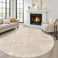 8ft Round Rug Living Room: 8x8 Washable Large Neutral Beige Circle Area Rug Abstract Soft Modern Stain Resistant Indoor Floor Non-Slip Carpet for Bedroom Nursery Kids Office Playroom Dining Room