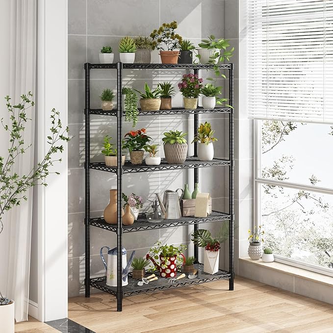 ROOMTEC 5-Tier Heavy Duty Wire Shelving Unit, 40" W x 16" D x 72" H Garage Shelving, 2000 lbs Total Capacity Adjustable Storage Rack, Metal Shelf for Kitchen, Pantry, Laundry Room, Basement