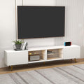 Bonzy Home 86" LED TV Stand, Modern Entertainment Center up to 75" 80" 85" TV, Television Console Table with Storage Cabinets for Living Room, White