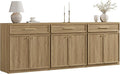 SICOTAS Buffet Cabinet with Storage Tall Modern Console Storage Cabinet with Doors and Shelves 90" Long Wooden Sideboard Credenza Buffet Table Coffee Bar for Living Room Kitchen Dining Room Entryway