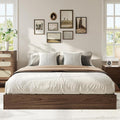 IDEALHOUSE Platform Bed Frame Full Size,Wooden Slat Support,No Box Spring Needed, Easy Assembly,Walnut
