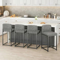GarveeHome Bar Stools Set of 4, Modern Counter Height Bar Stools with Back and Footrest, Faux Leather Upholstered Barstools Chairs for Kitchen Island Dining Room Bar, Grey