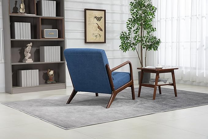 KEIKI Mid Century Modern Accent Chair, Modern Armchair with Sleek Wood Frame, Comes with Comfort Waist Pillow, Boho Decor