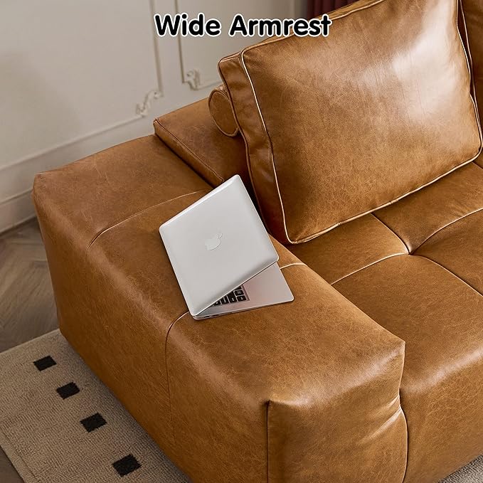 ovios 106" Cloud Boneless Couch with L-Shape Chaise,Modern Sectional Modular Sofa with Deep Seat, Upholstered Couches for Living Room Bedroom,No Assembly Required, Brown